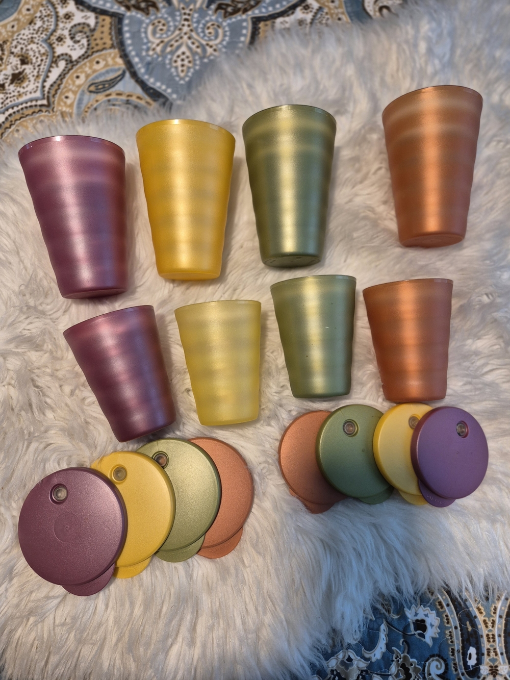 Tupperware Jewel Tone Metallic Tumbler With Lids Set